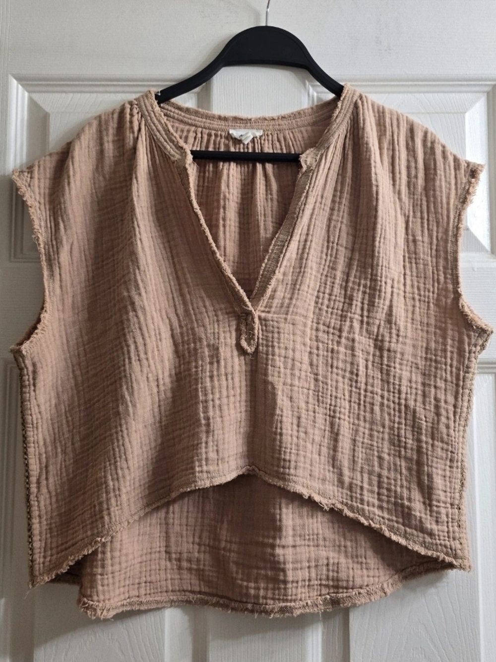aerie Peach Gauze V-Neck Tank Top